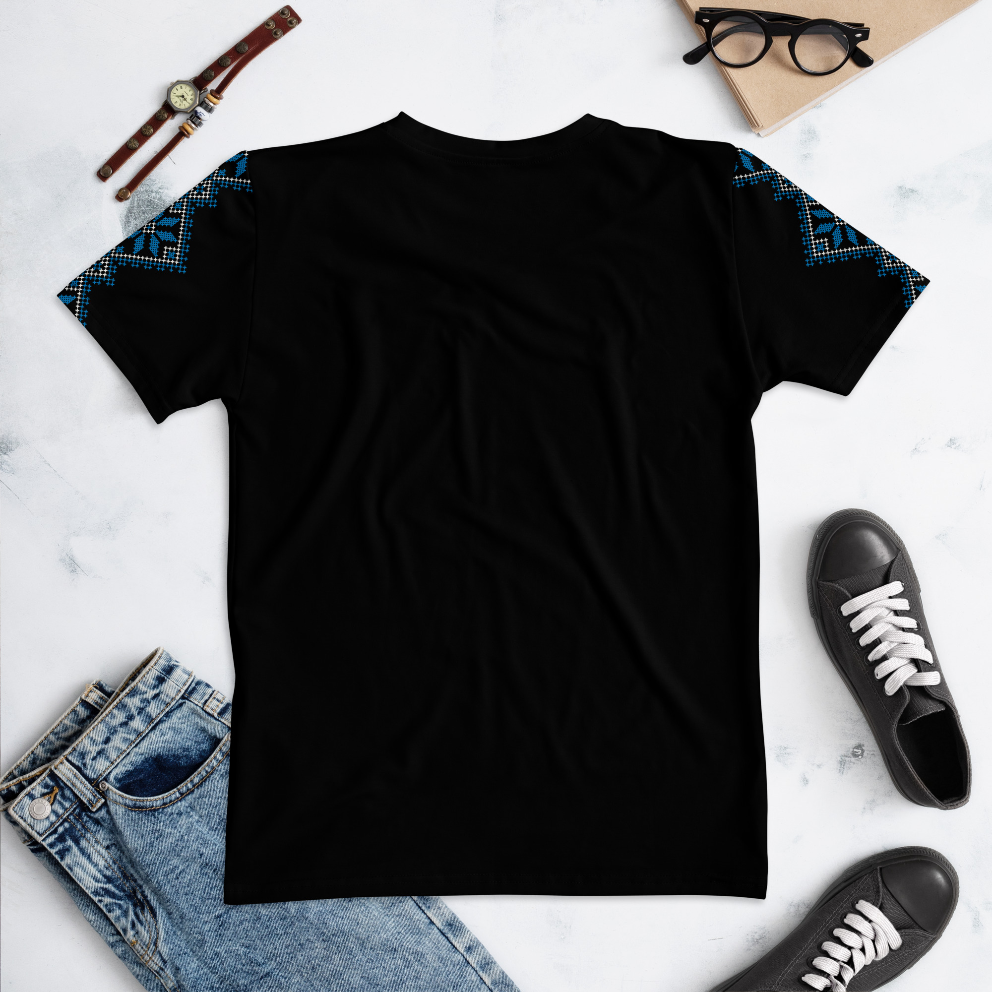 Palestinian Realistic Embroidery Pattern #15 Customized Women's T-shirt - Image 6