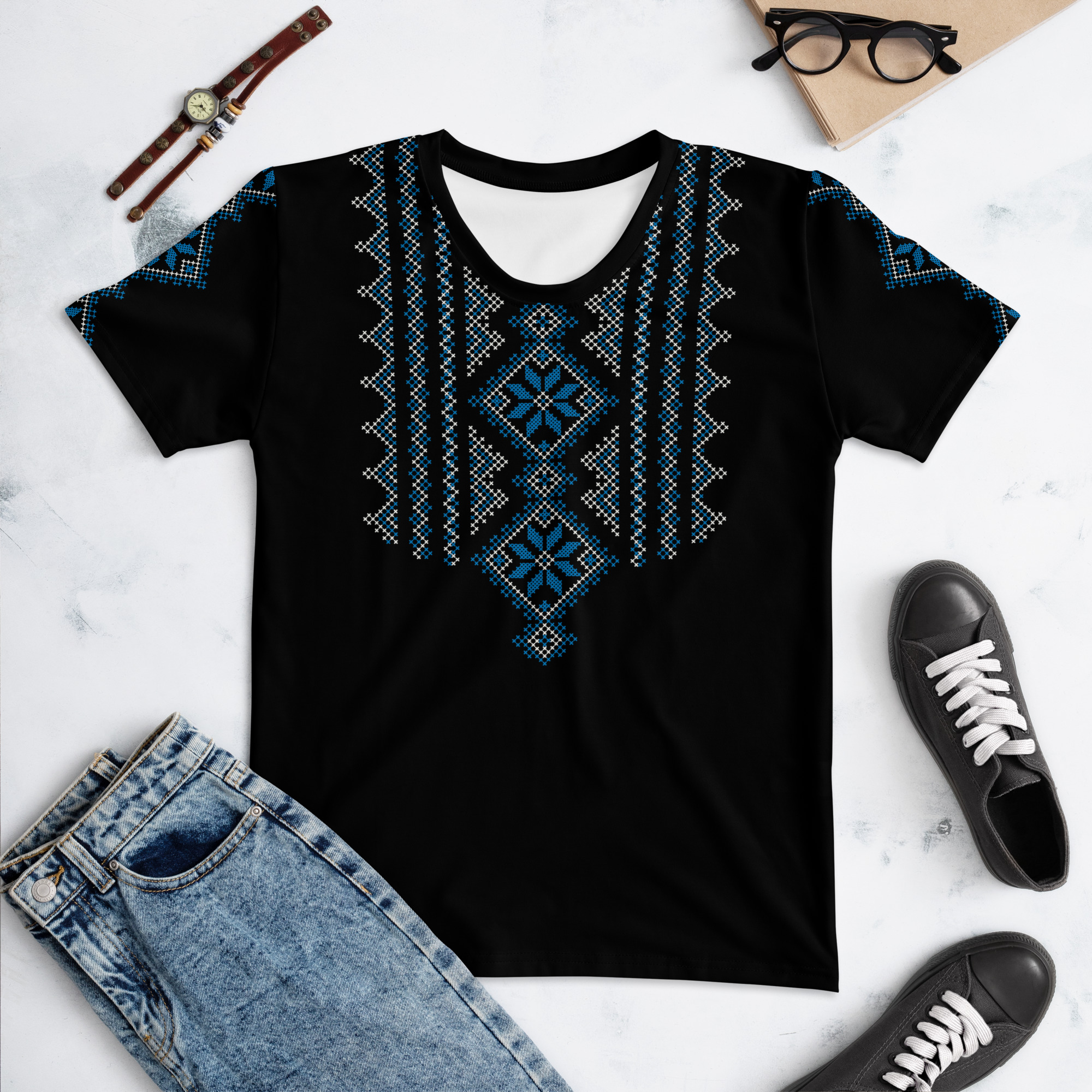 Palestinian Realistic Embroidery Pattern #15 Customized Women's T-shirt