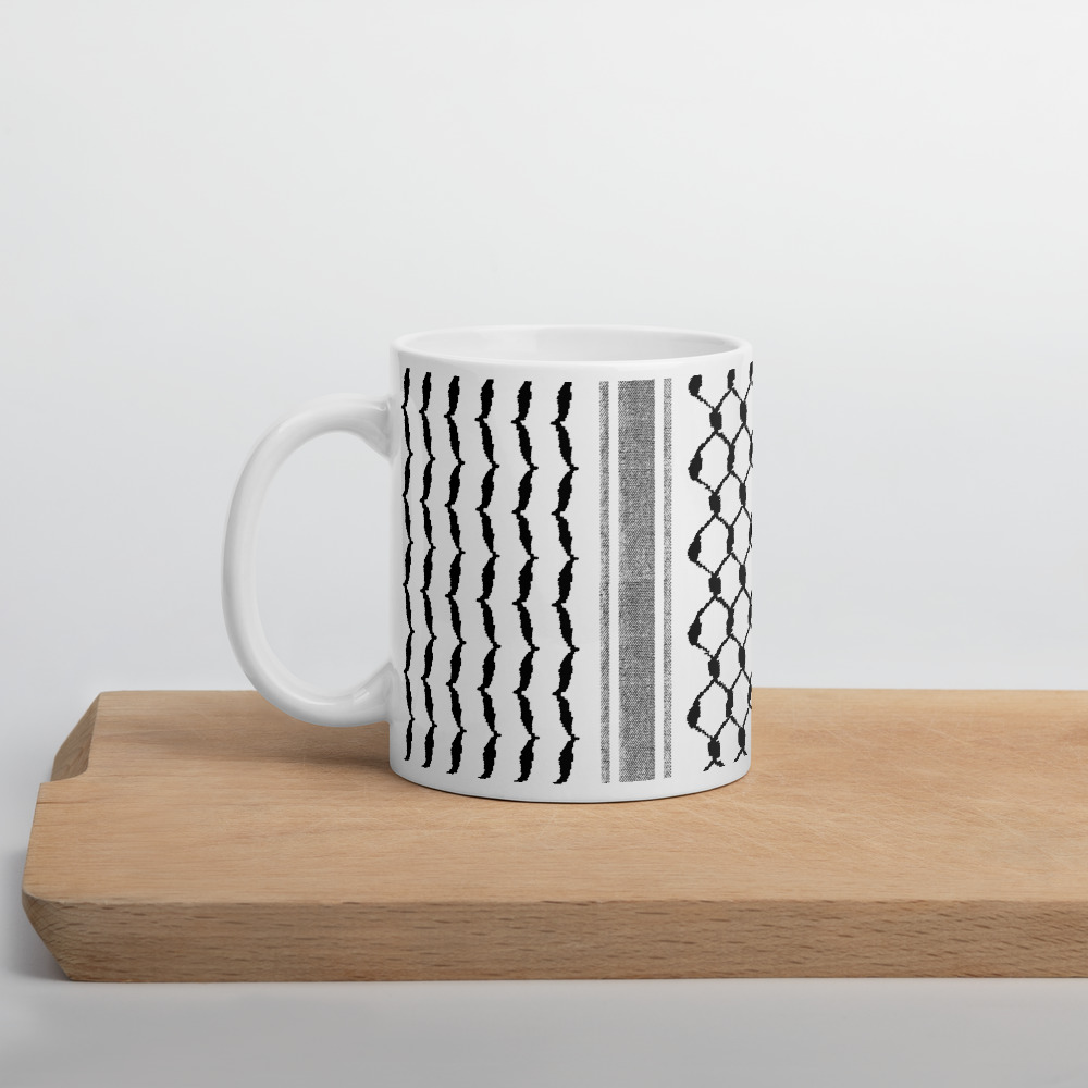 Palestinian Kufiya Gift Coffee Mug Arabic Hatta Keffiyeh Design