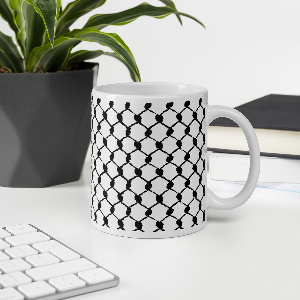 Palestinian Kufiya Gift Coffee Mug Arabic Hatta Keffiyeh Design - Image 3
