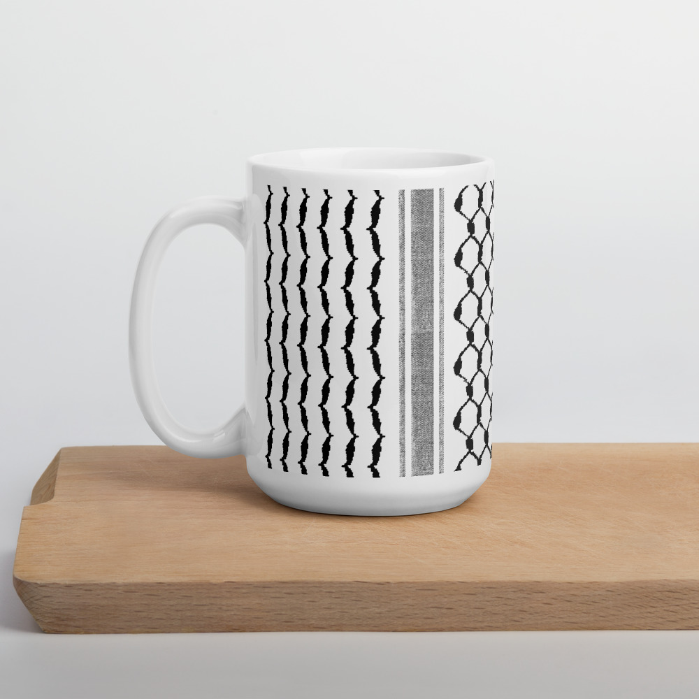Palestinian Kufiya Gift Coffee Mug Arabic Hatta Keffiyeh Design - Image 4