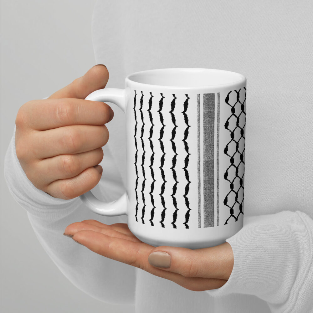 Palestinian Kufiya Gift Coffee Mug Arabic Hatta Keffiyeh Design - Image 2