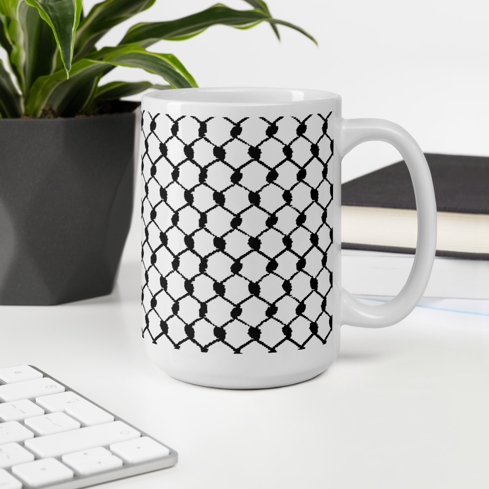 Palestinian Kufiya Gift Coffee Mug Arabic Hatta Keffiyeh Design - Image 5