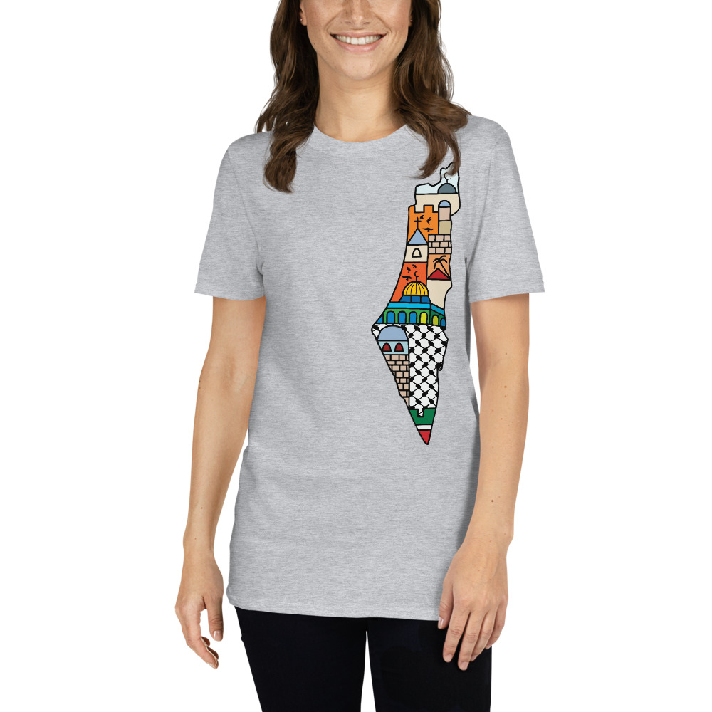 I Love Palestine My Homeland Palestinian Map Customized T-Shirt - Image 5