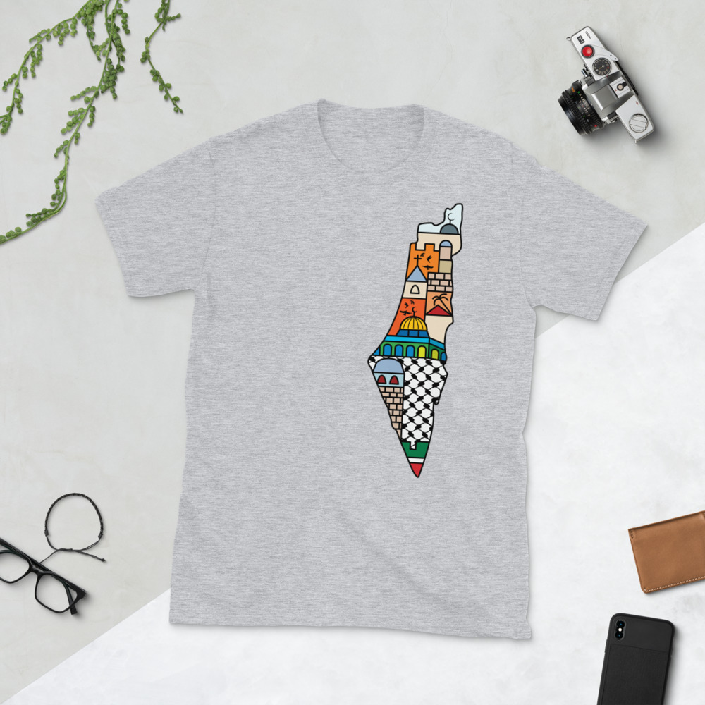 I Love Palestine My Homeland Palestinian Map Customized T-Shirt - Image 7