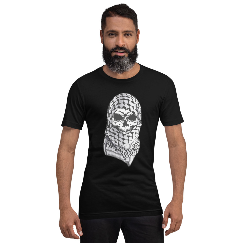 Palestine Arabic Skull Shemagh Palestinian Kufiya Custom T-shirt - Image 4