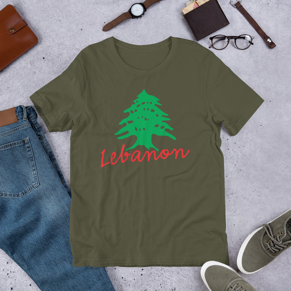 Lebanon Name Cedar Tree Lebanese Flag Symbol T-Shirt - Image 9