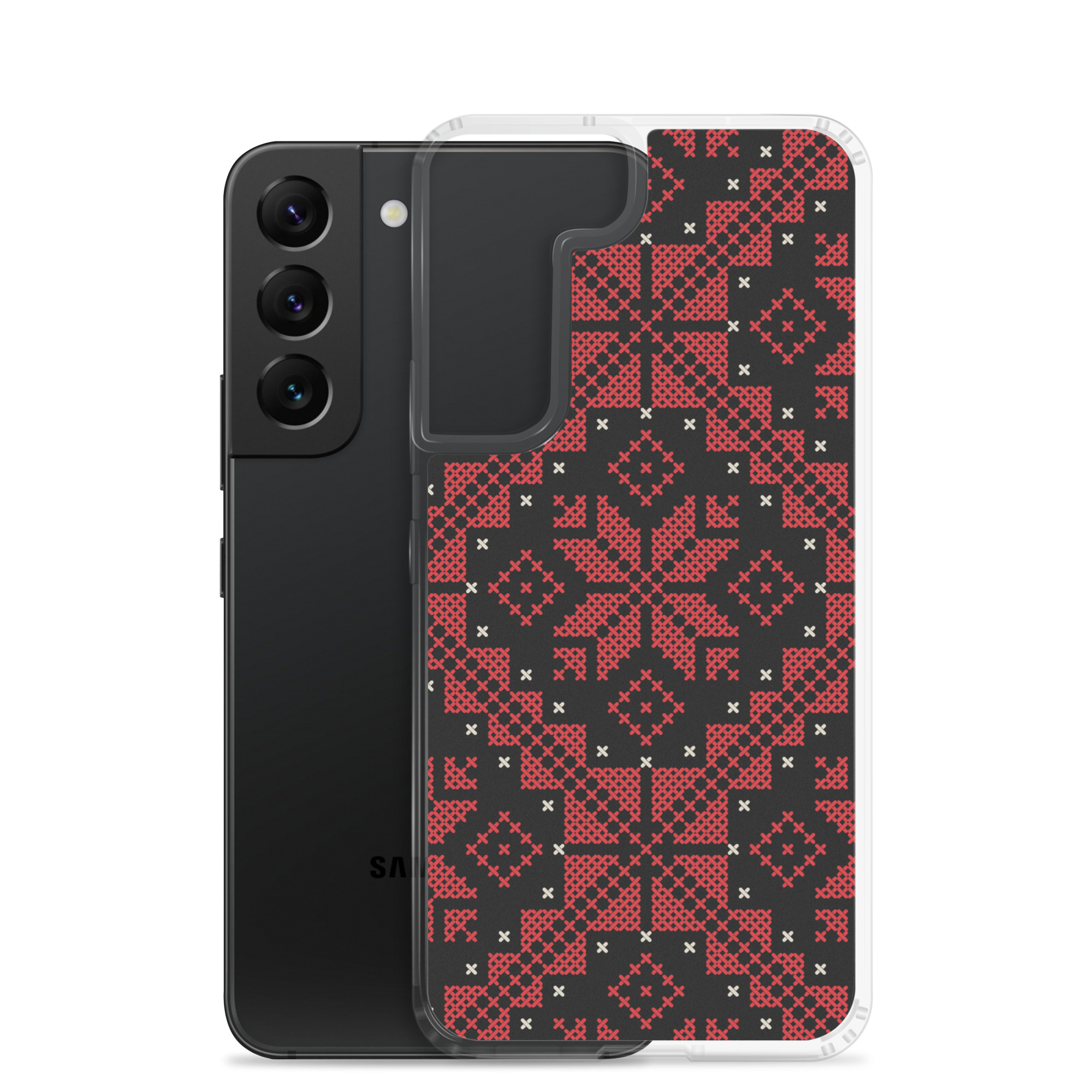 Palestinian Tatreez Samsung Case Custom Embroidery Pattern12 -RED - Image 13