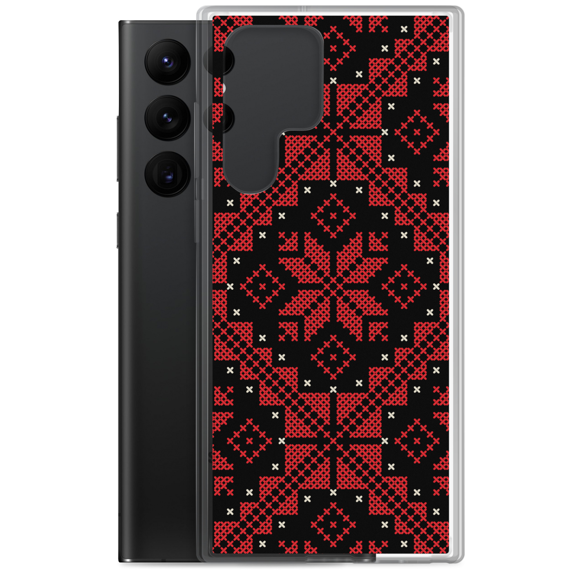Palestinian Tatreez Samsung Case Custom Embroidery Pattern12 -RED - Image 11