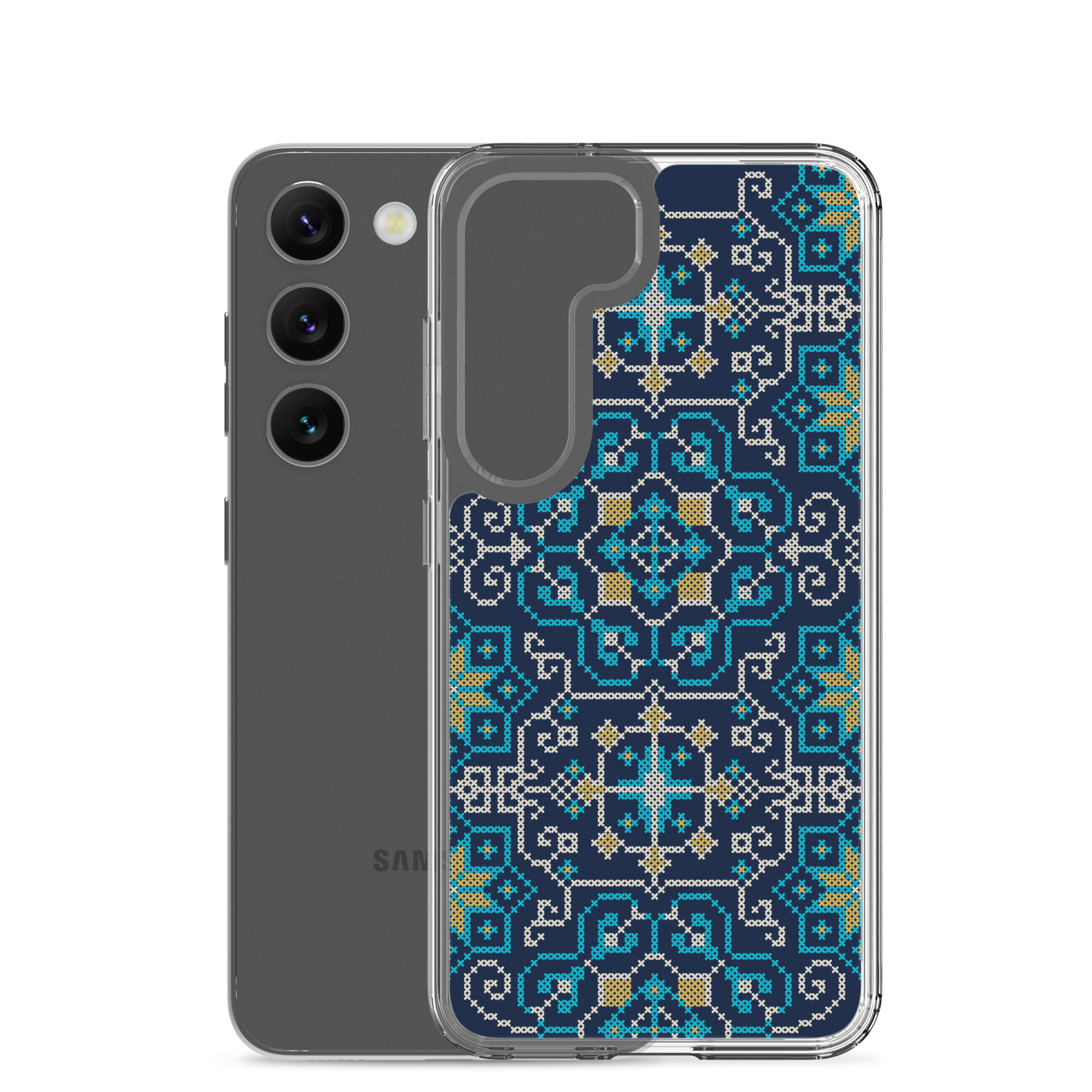 Palestinian Tatreez Embroidery Pattern #13 Samsung Phone Case -BLU - Image 24