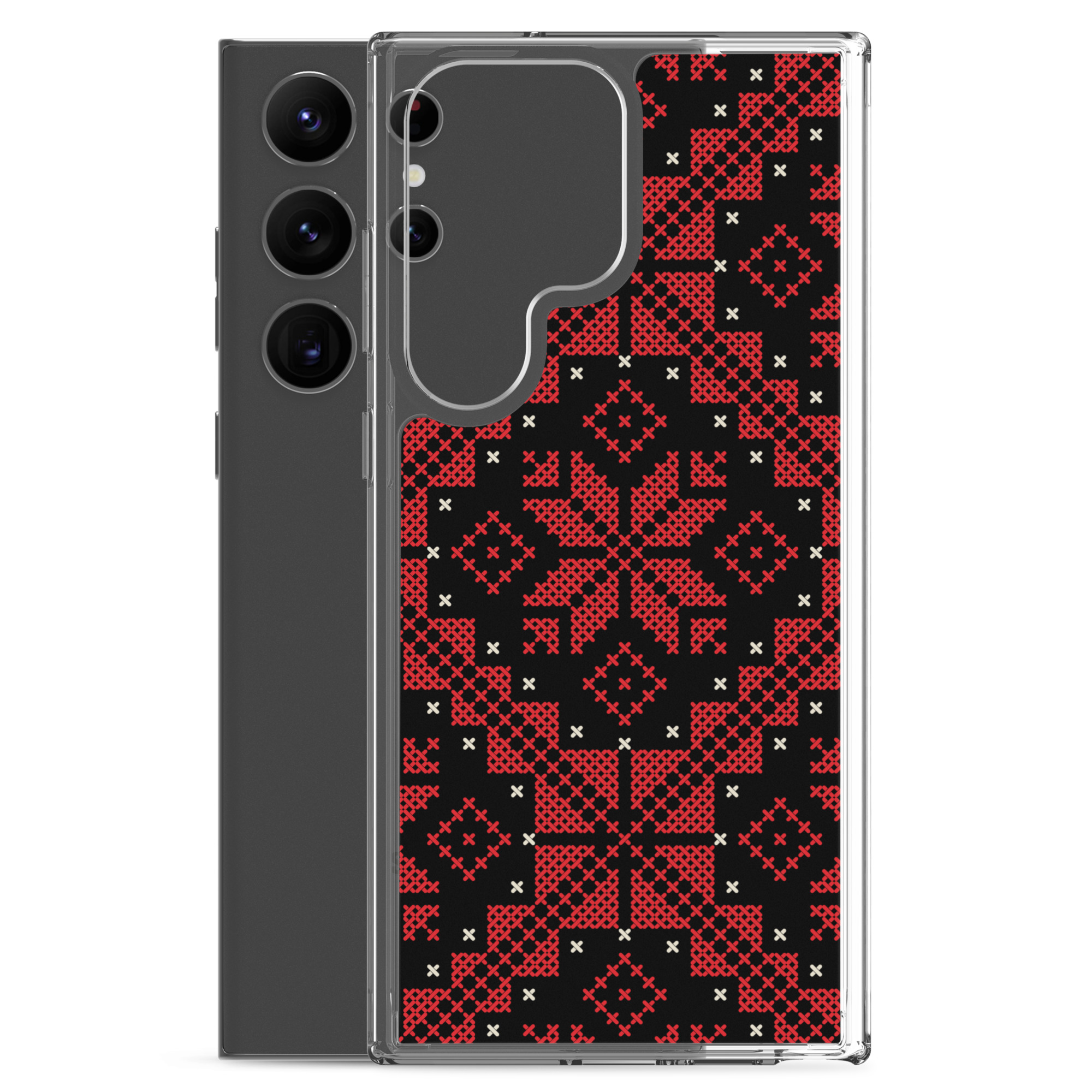 Palestinian Tatreez Samsung Case Custom Embroidery Pattern12 -RED - Image 22