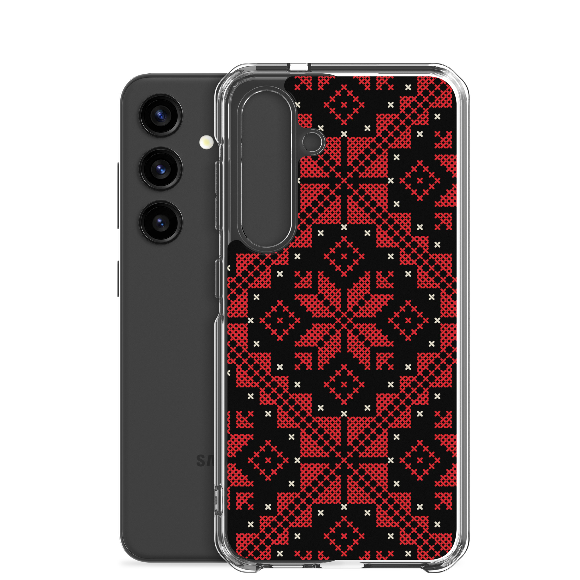 Palestinian Tatreez Samsung Case Custom Embroidery Pattern12 -RED - Image 30