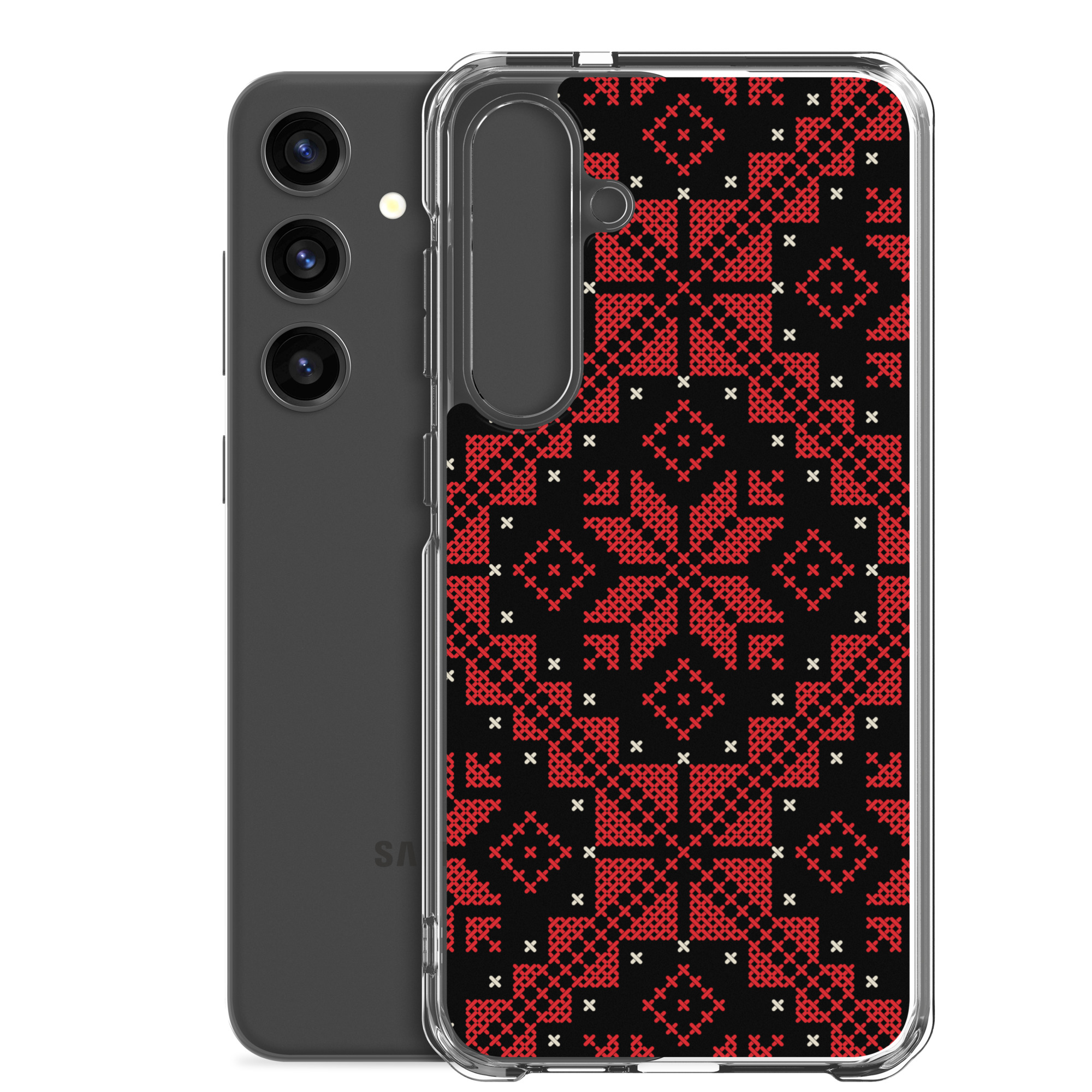 Palestinian Tatreez Samsung Case Custom Embroidery Pattern12 -RED - Image 26