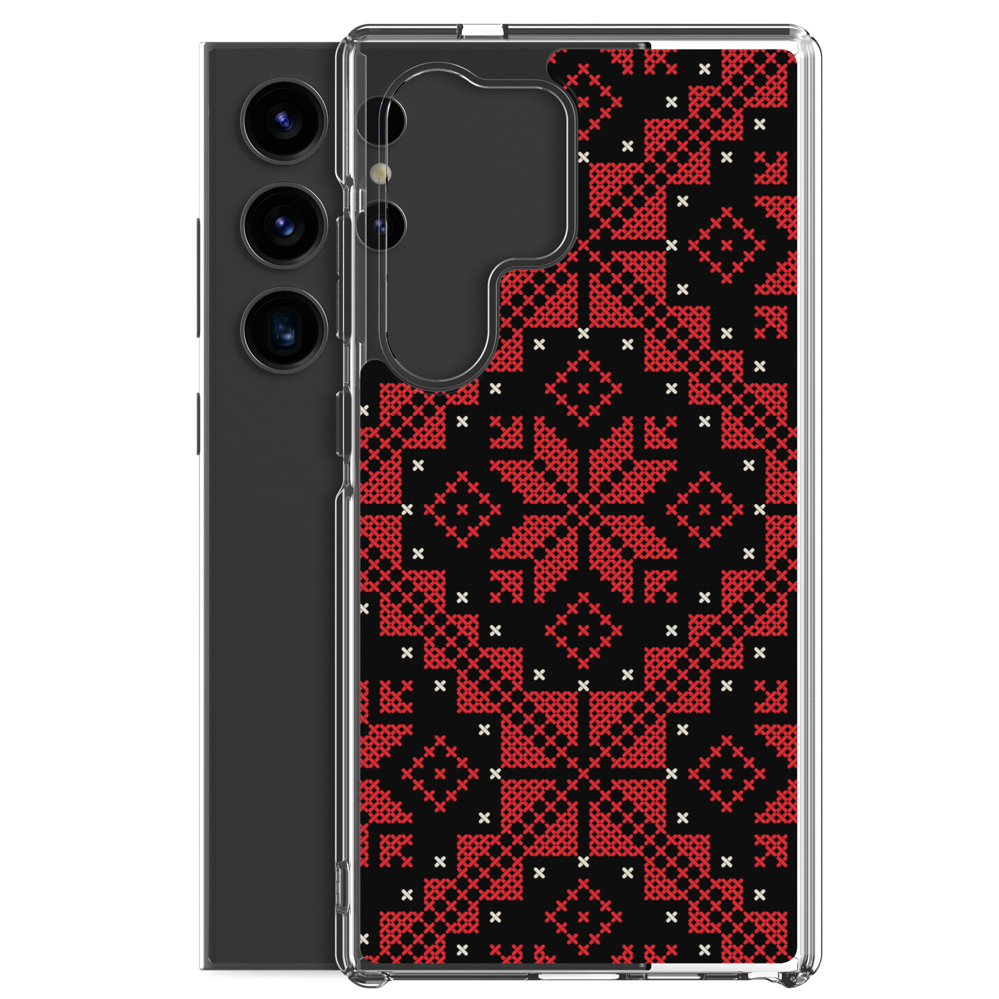 Palestinian Tatreez Samsung Case Custom Embroidery Pattern12 -RED - Image 28